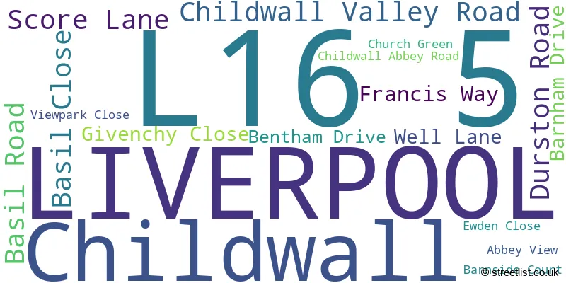 A word cloud for the L16 5 postcode